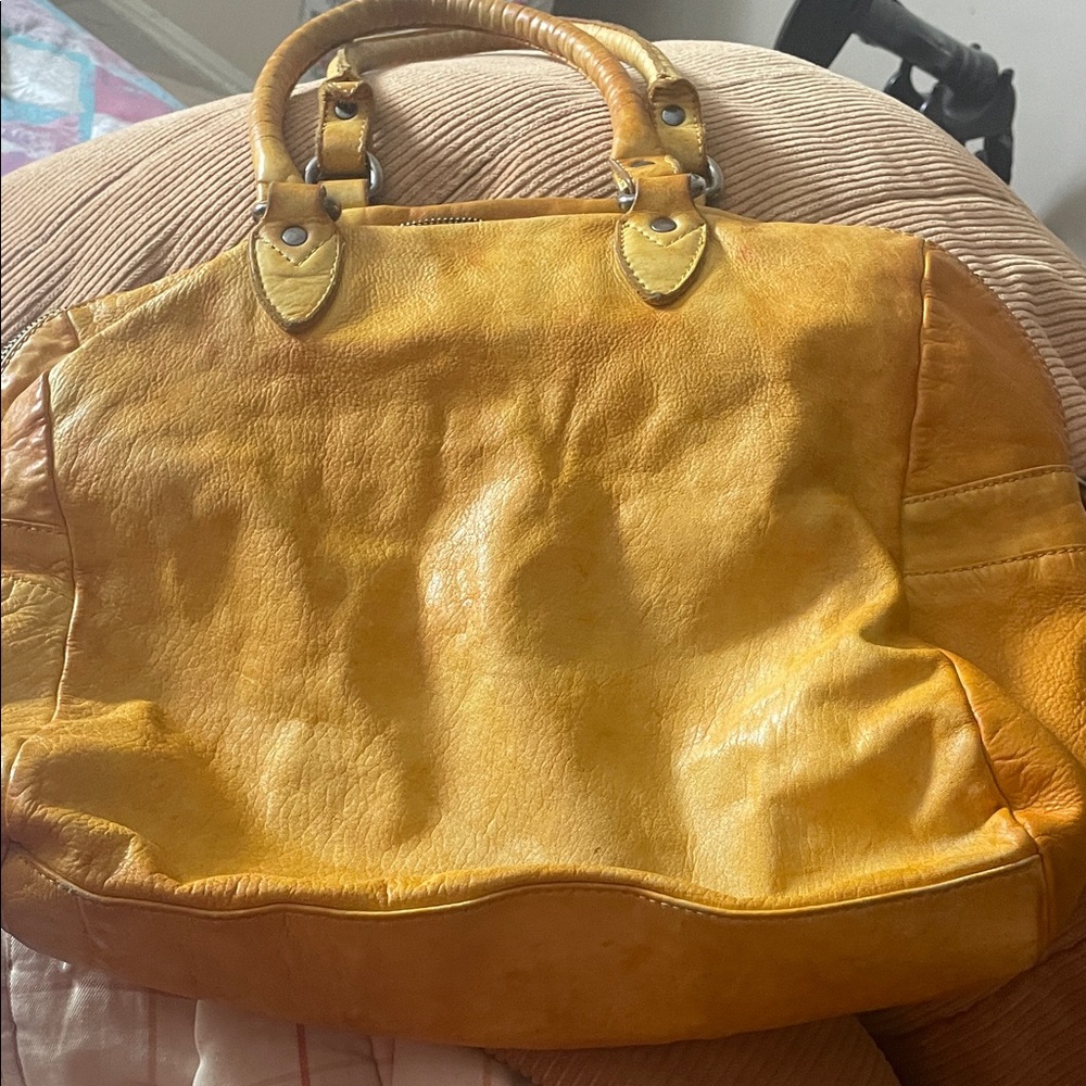 Yellow Leather Tote Bag - Women’s Carryall